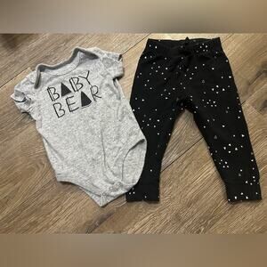 Gymboree Gray and Black Baby Bear Set 12-18 Months Layette Newborn Essentials